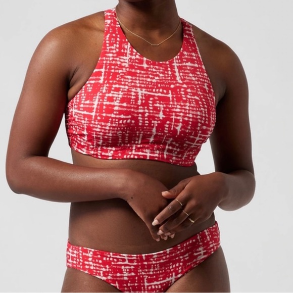 NWT-Athleta Red/White Maldives Bra Cup Bikini Top, Size 40B/C - Picture 2 of 5